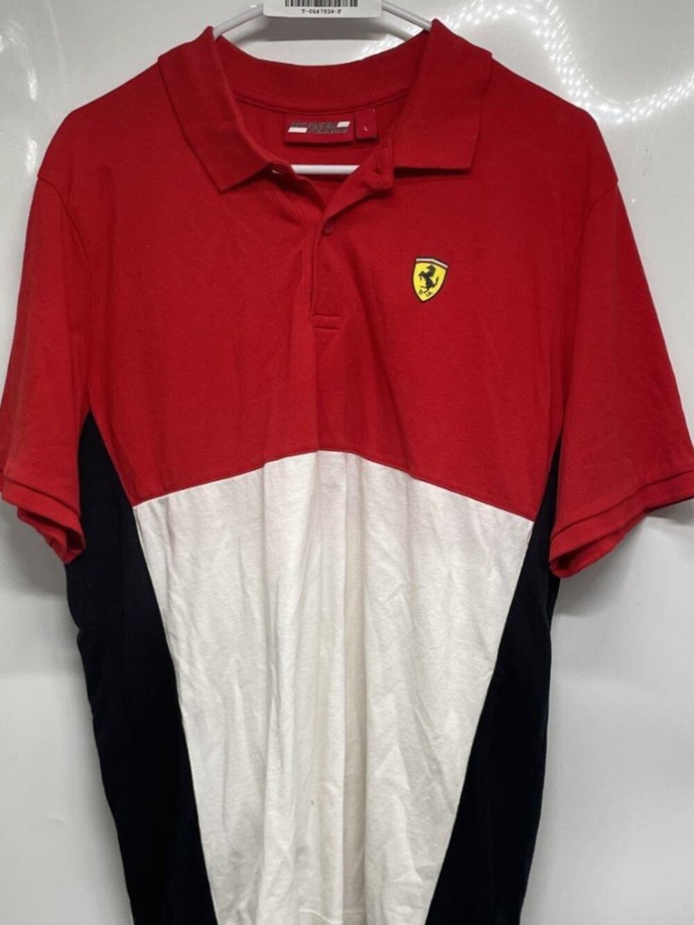 Puma Scuderia Ferrari F1 Racing Team Polo Shirt Red White Short Sleeve Men's L